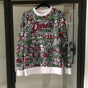 Raising Cane's Holiday Graphic Sweatshirt - Red, Green, White S NYC novelty